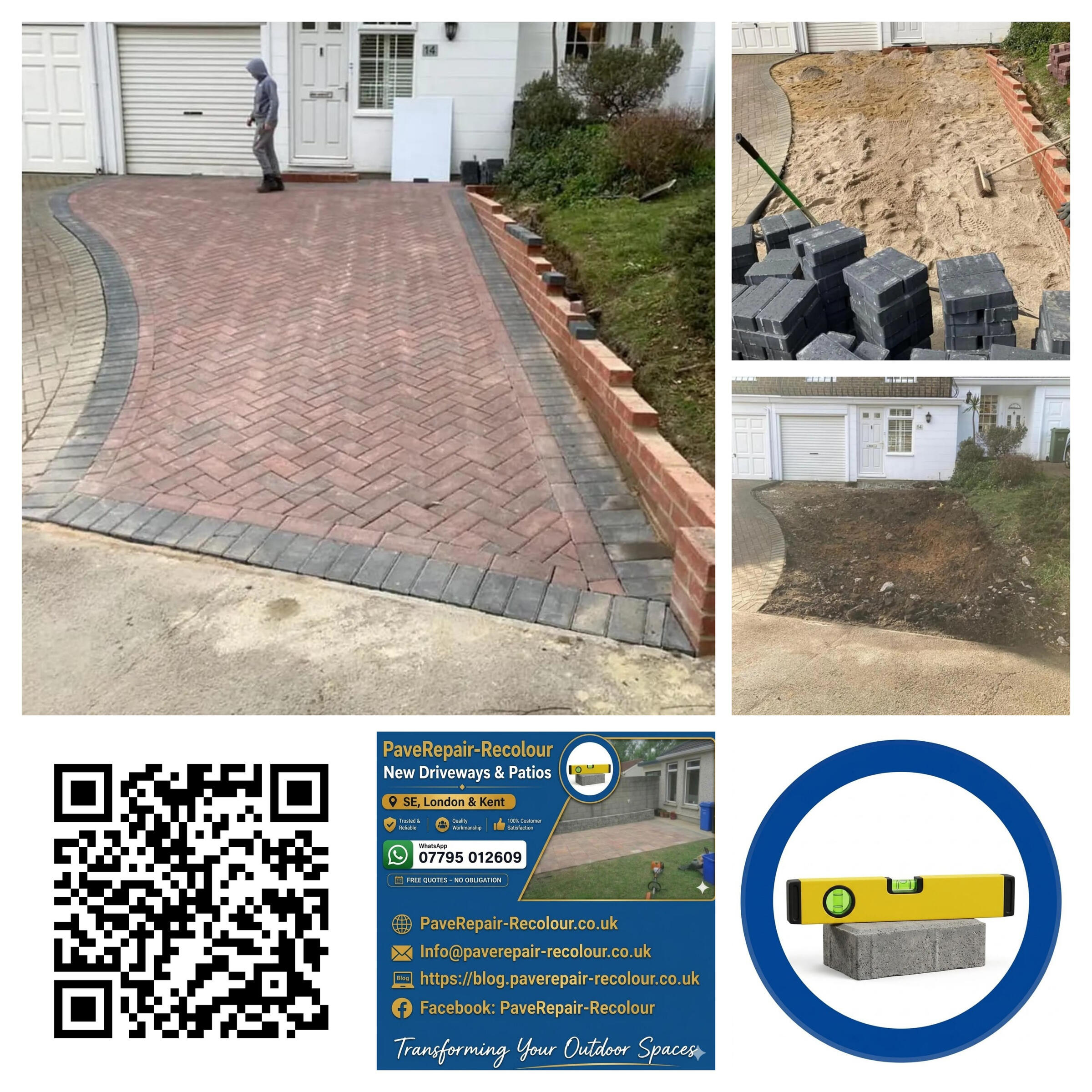 Block Paving Installation & Patio repair Service Bromley BR1 | PaveRepair-Recolour Alt Text: High-quality block paving installation in Bromley, showing a professional herringbone pattern finish for a durable and stylish residential driveway.