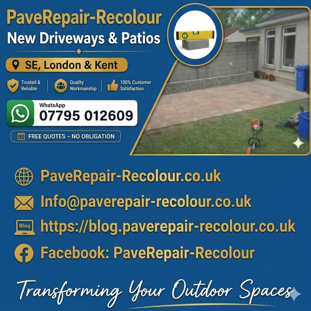 Driveway and Patio Restoration SE London and Kent Driveway and Patio Restoration SE London and Kent - PaveRepair-Recolour Verified Royal Greenwich Business - WhatsApp 07795012609